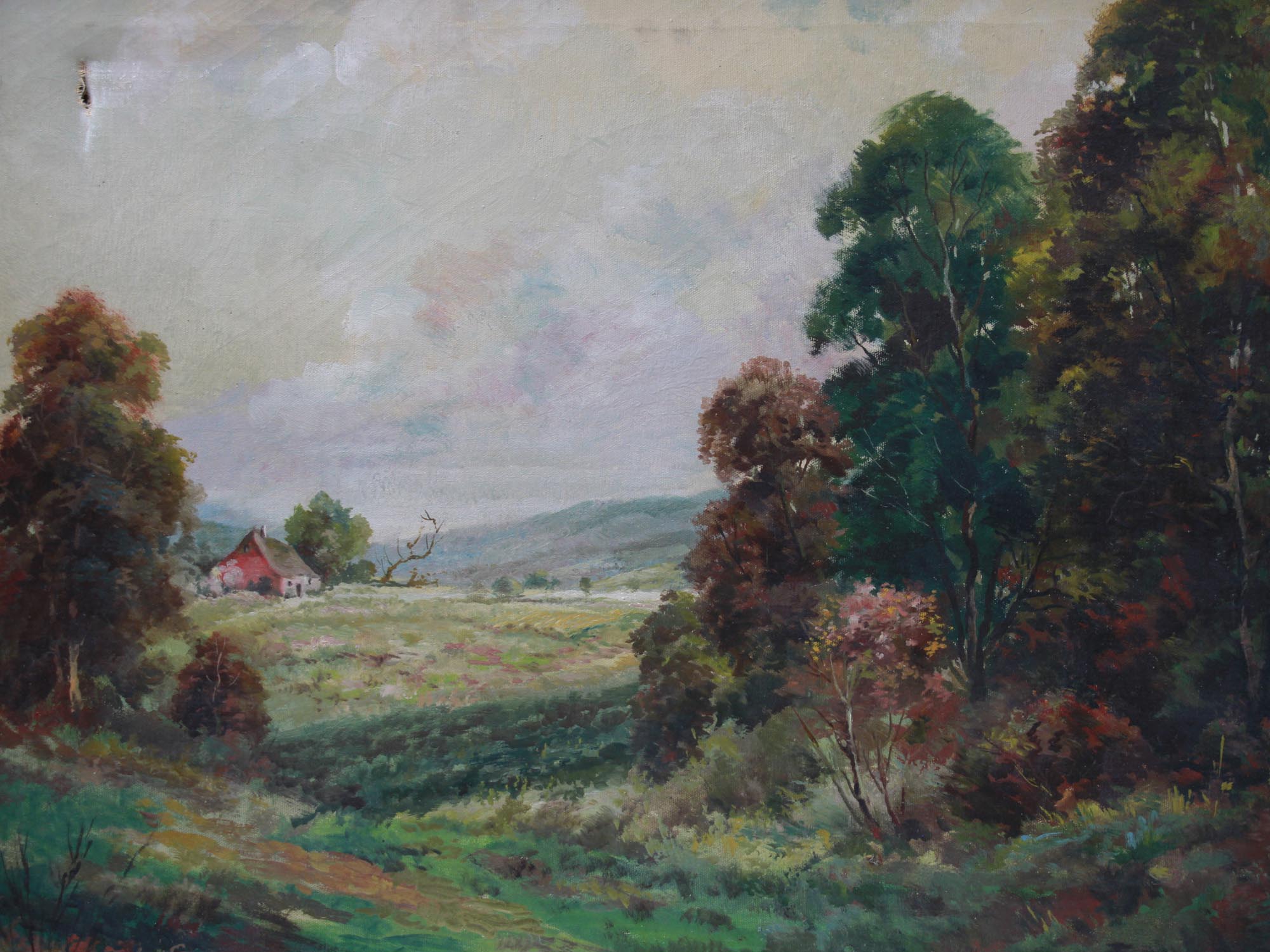 AMERICAN OIL PAINTING LANDSCAPE BY JOSEPH SLOMAN PIC-1